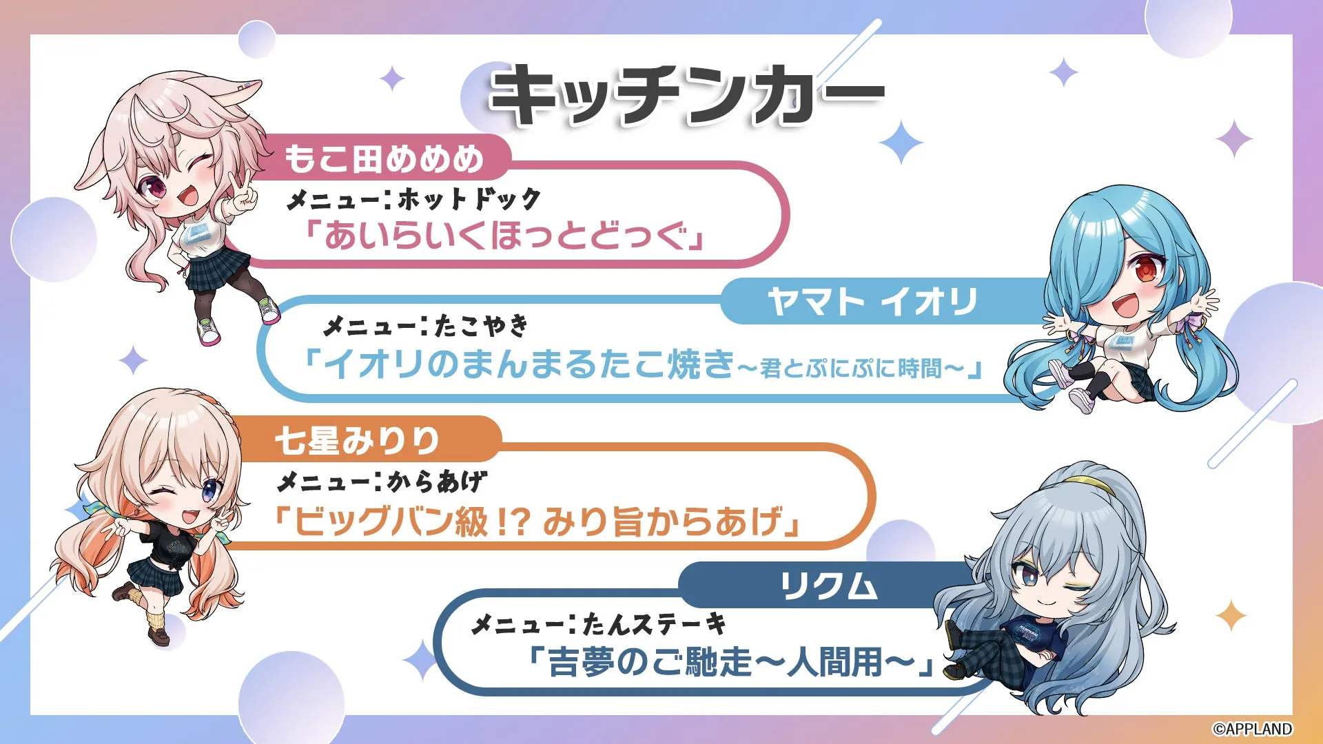 キッチンカーメニュー