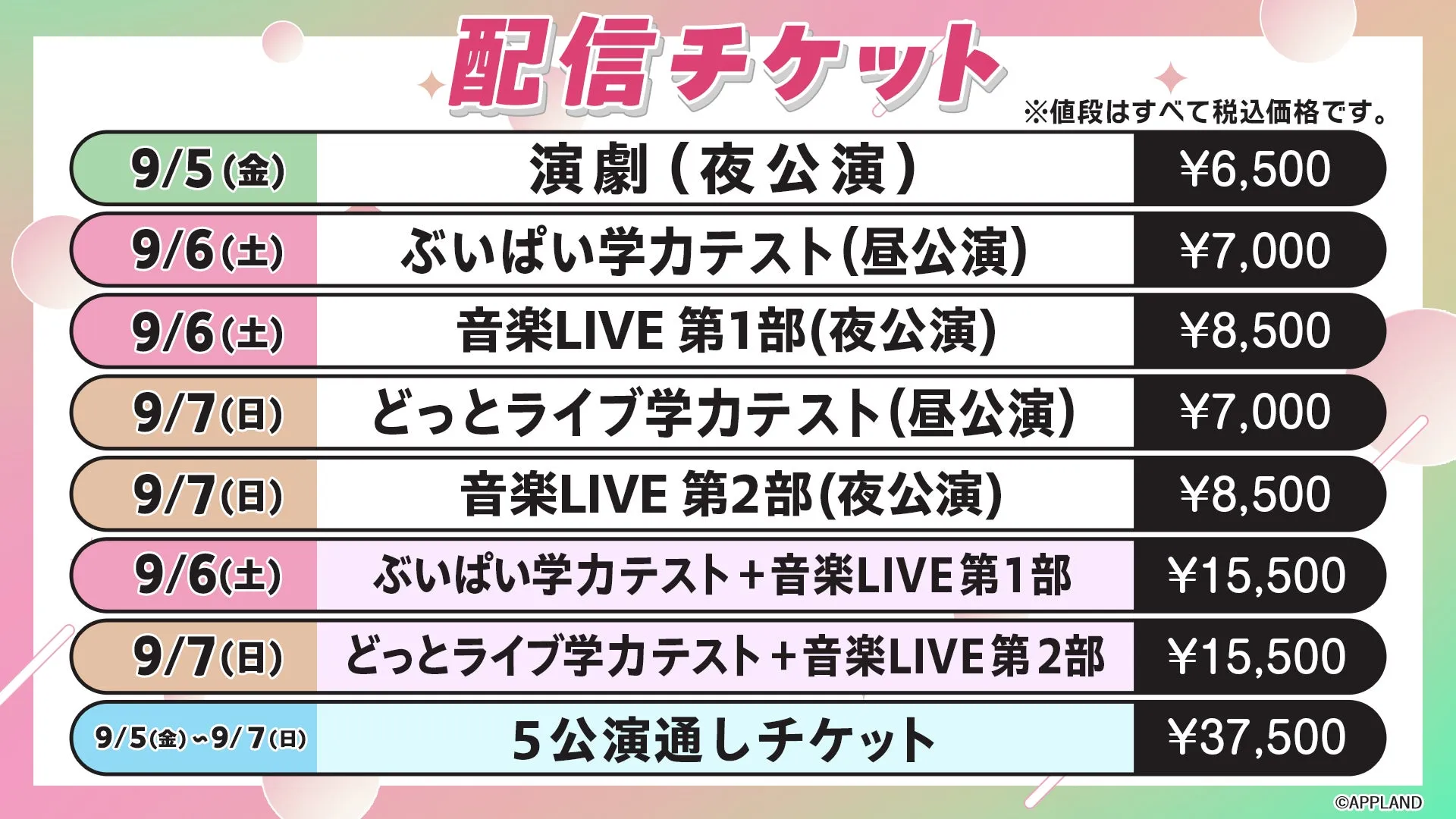 配信チケット情報