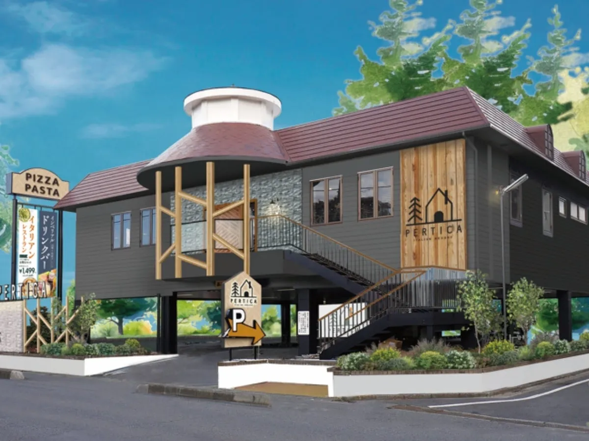 2階建てのレストランの外観の画像