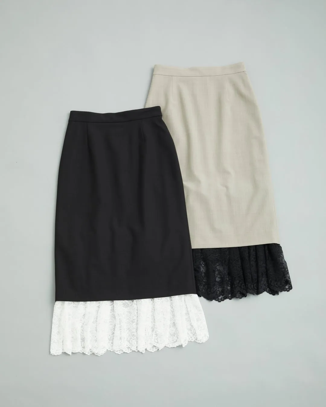 黒とベージュのレーススカート