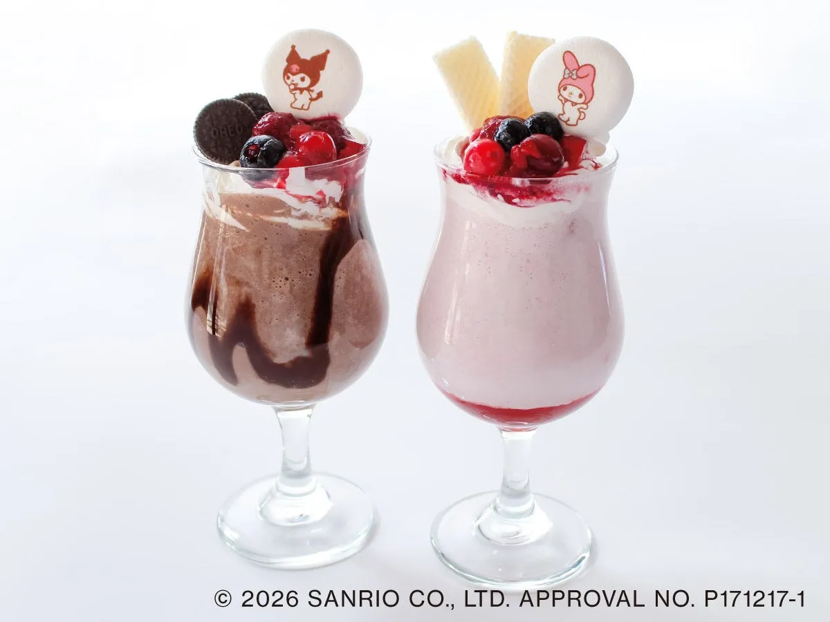 サンリオキャラクターがあしらわれたデザートドリンク