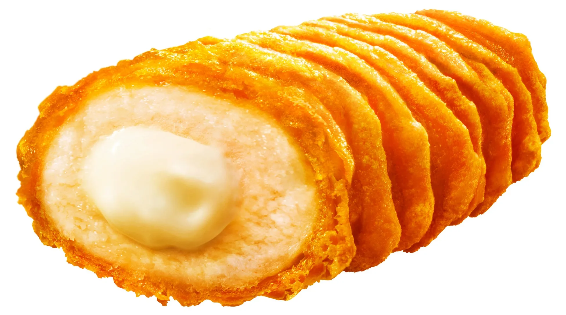 揚げ物の中にクリームチーズが入った料理のクローズアップ写真