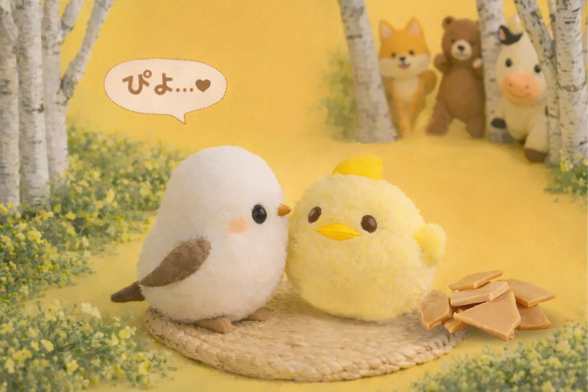 ぬいぐるみ, 鳥, ひよこ, 動物, かわいい, 黄色, ハート, 森林, 友情