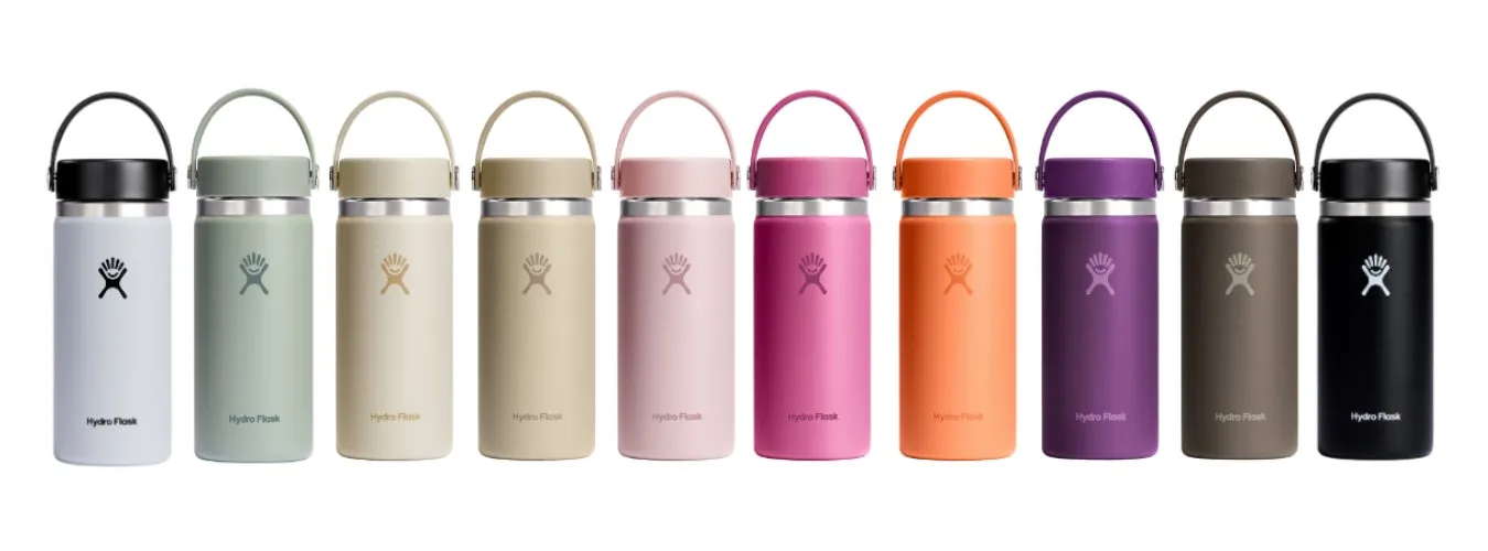 さまざまな色のハイドロフラスコのイメージ。