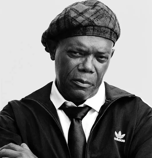 白黒写真のサミュエル・L・ジャクソン。