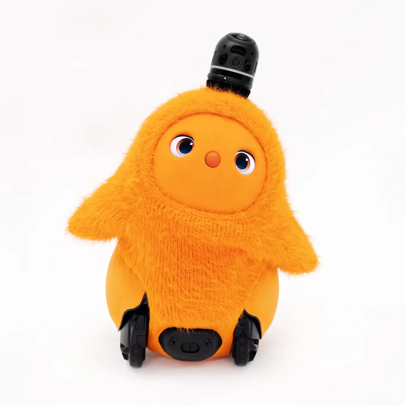 オレンジのFRGMT FEATHER KNITを着用したLOVOT