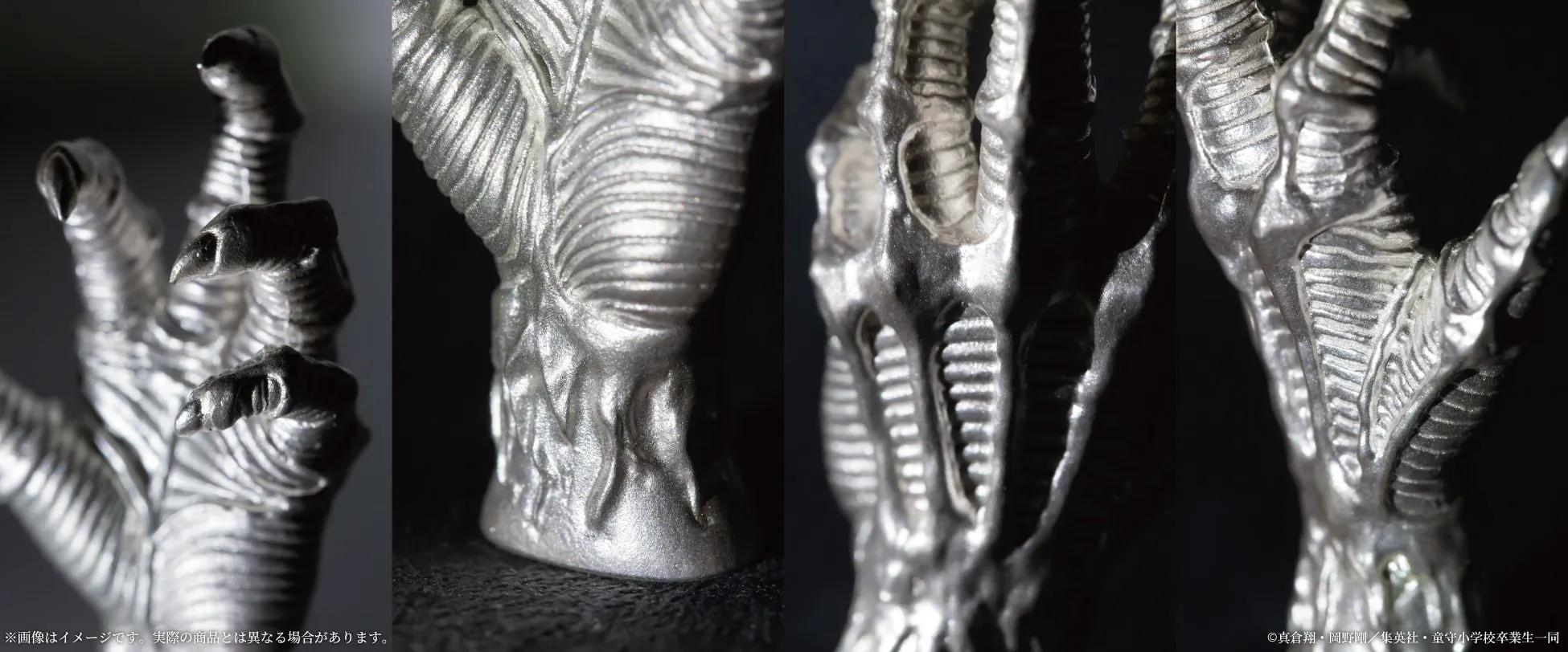 銀色の爪のクローズアップ